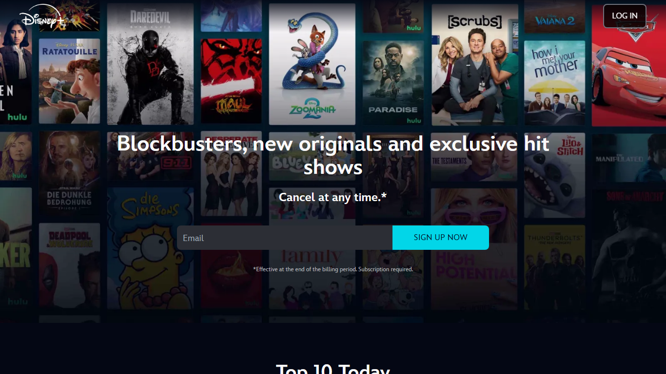 Hulu + Live TV homepage